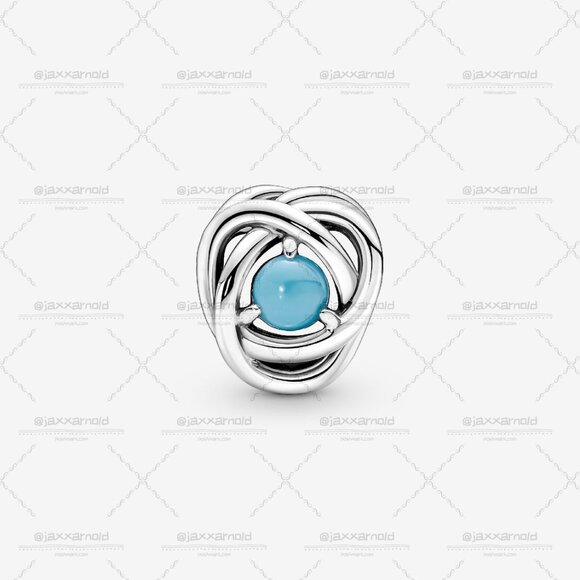 Pandora December Turquoise Blue Eternity Circle Charm - Picture 2 of 5